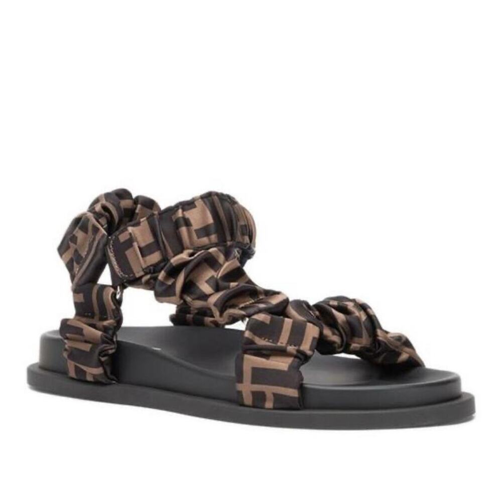 FENDI Feel FF logo ruched satin sandals - Picture 4 of 5